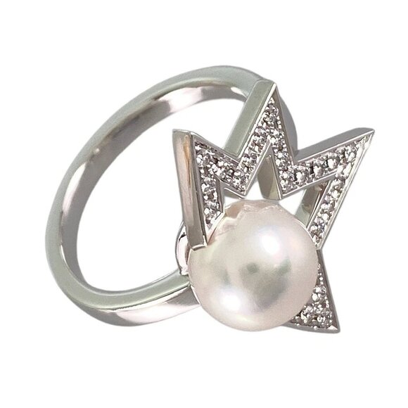 TASAKI Comet Plus White gold Pearl diamond Ring - Picture 1 of 14